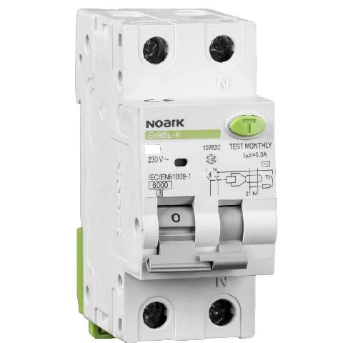 RCBO Noark Ex9BL-N 1P+N 6A 30mA, protectie completa