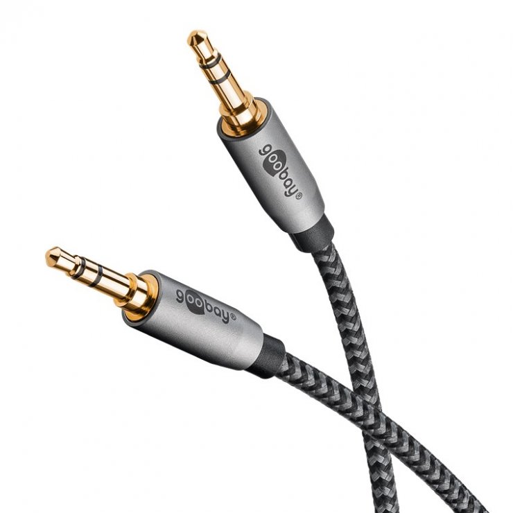 Cablu Audio Jack 3.5mm Goobay Plus, 0.5m, Gri - imagine 1