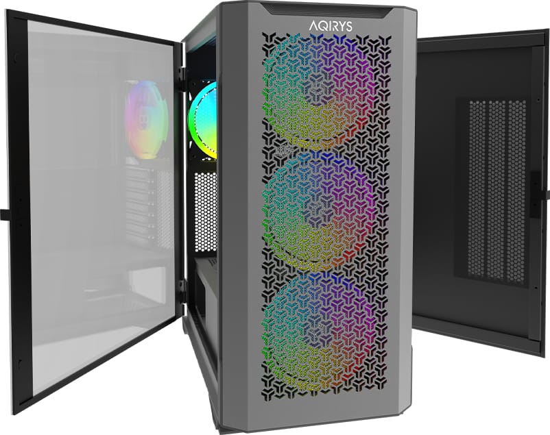 Carcasa AQIRYS Aquilla Mid Tower ARGB Negru - Tempered Glass - imagine 5