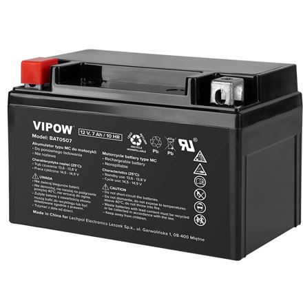 Acumulator VIPOW 12V 7Ah, fiabil pentru vehicule electrice