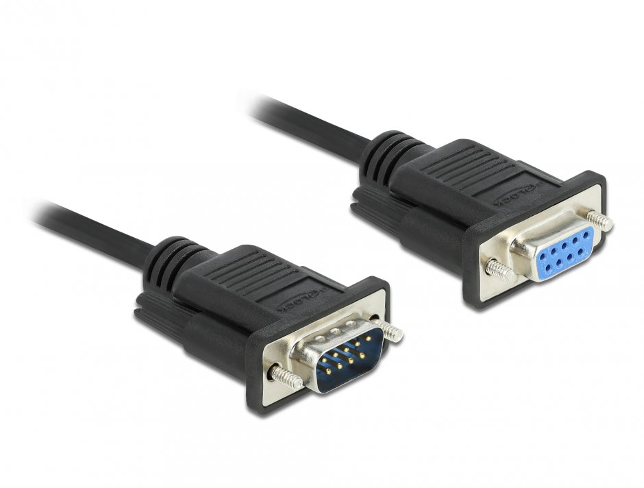 Cablu Serial RS-232 Delock 2m, Conectori D-Sub 9 Pini