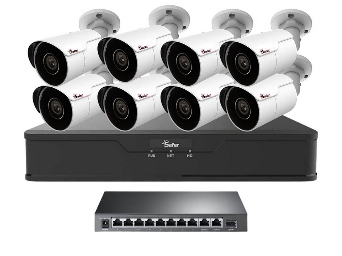 Kit Supraveghere Safer 8 Camere 4MP PoE Exterior