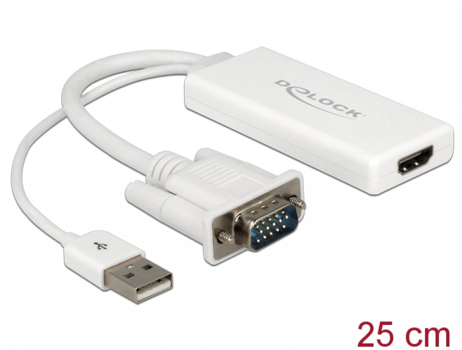 Convertor VGA la HDMI cu Audio, Delock 62460