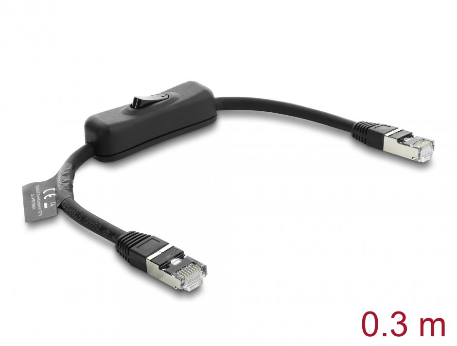 Cablu RJ45 Cat.6 0.3 m cu întrerupător Delock 81561
