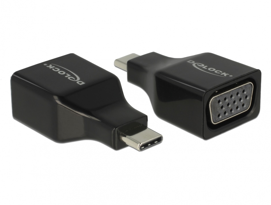 Adaptor USB-C la VGA Delock, Negru, Full HD