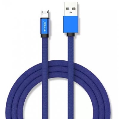 Cablu Micro USB 1M 2.4A V-TAC Albastru
