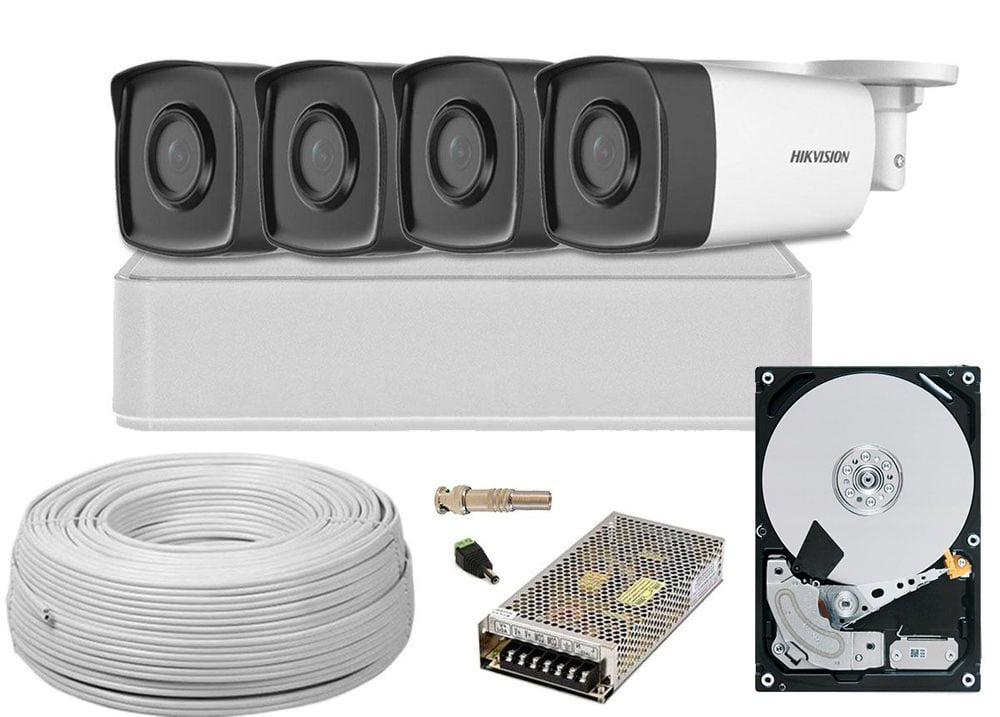 Kit 4 Camere Hikvision Full HD IR 80m