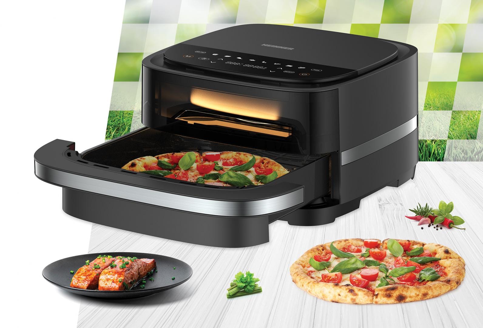 Friteuză Aer Cald și Cuptor Pizza 2 în 1 Heinner 4L 2200W - imagine 8