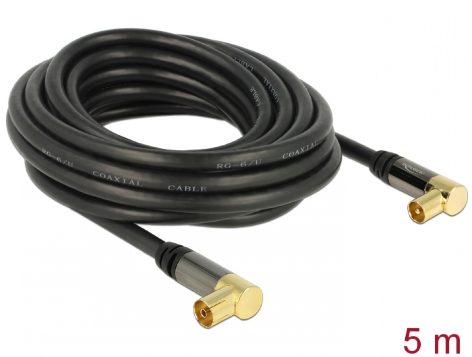 Prelungitor Antena Delock 5m, IEC Plug, RG-6/U