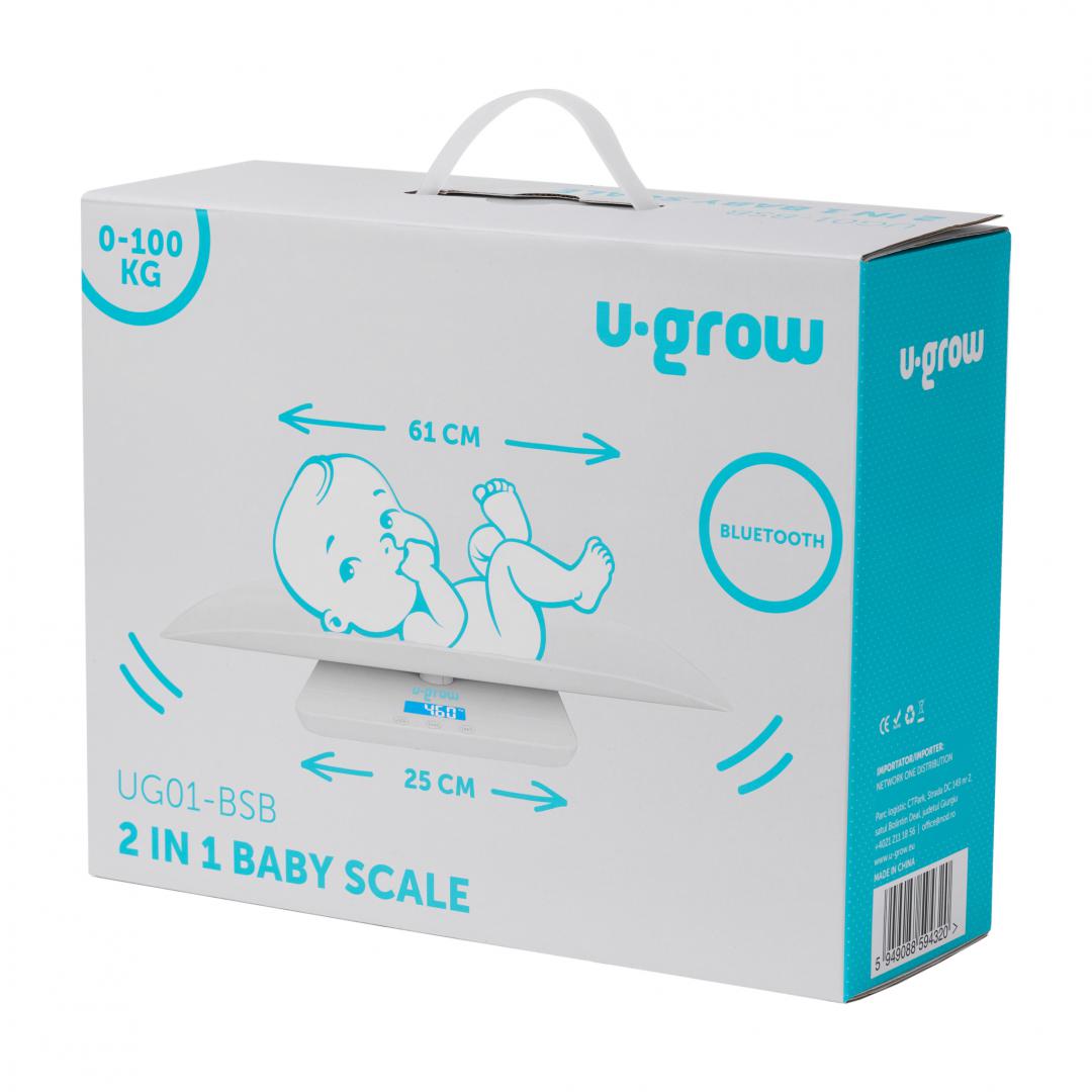 Cântar Digital 2in1 Bebe și Mamă U-Grow Bluetooth LED Alb - imagine 7