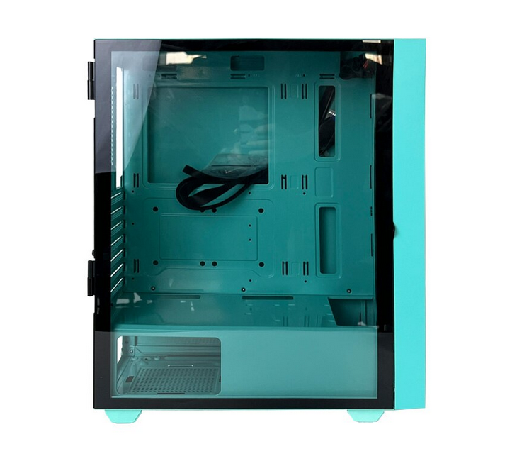 Carcasă Gaming Mid Tower ARGB Cyan cu Sticlă Securizată - imagine 5