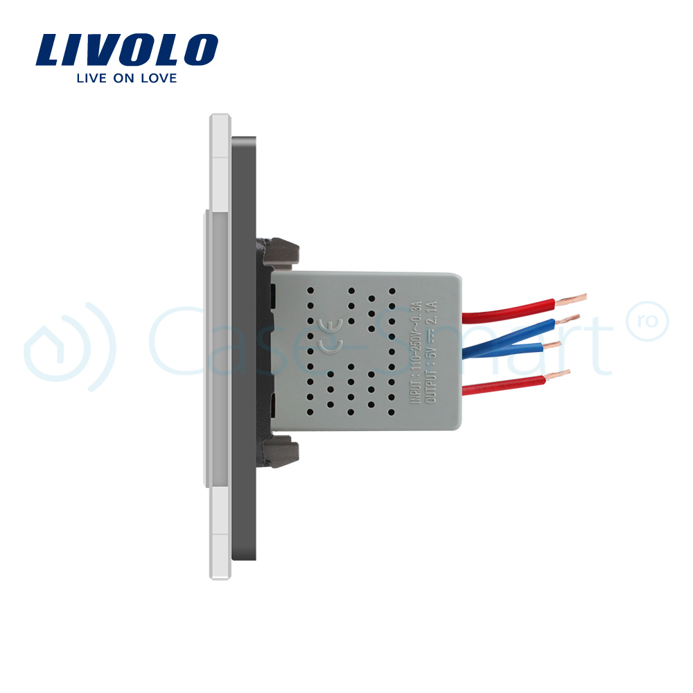 Priza Dubla USB Livolo cu Rama Sticla - imagine 23