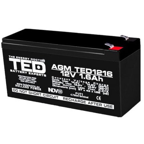 Acumulator AGM 12V 1.6Ah TED Battery Expert