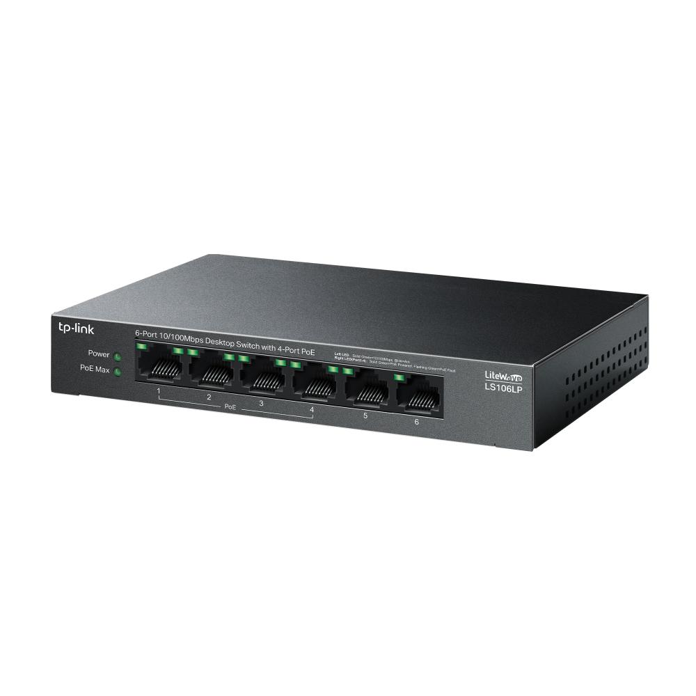 Switch TP-Link LS106LP 6 Porturi PoE+ | Extindere 250m