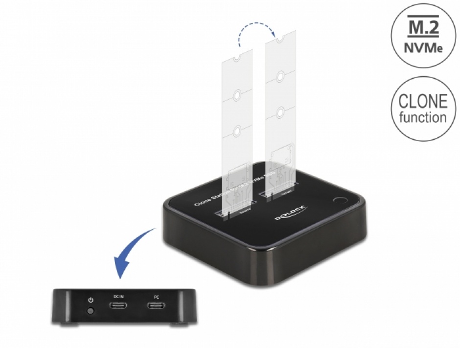 Docking Station Delock M.2 NVMe Clonare USB 3.2