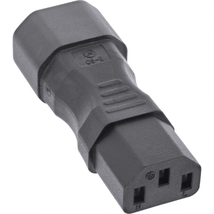Adaptor IEC C14 la C13 InLine, 10A, Negru