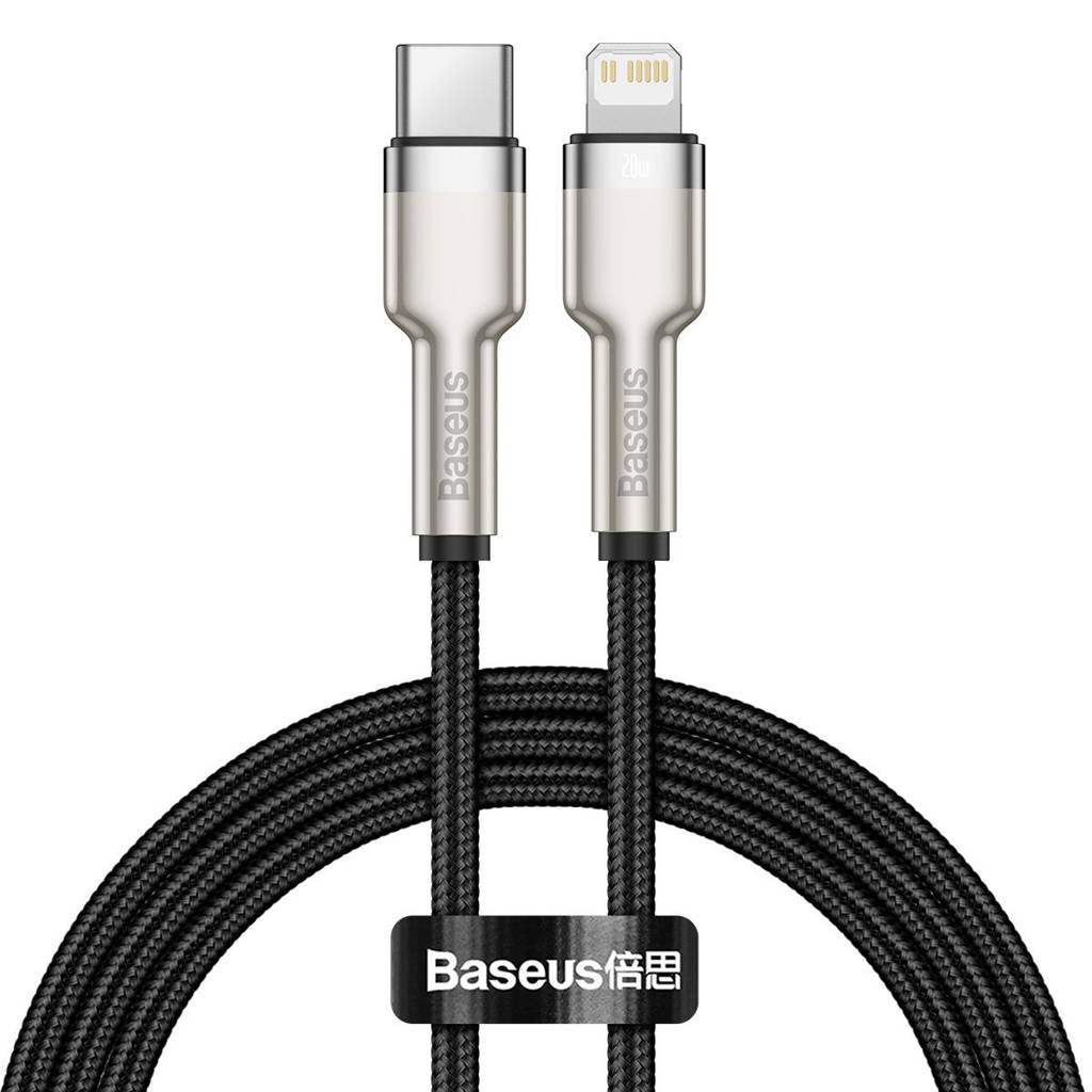 Cablu iPhone Lightning Baseus Cafule Metal PD 20W, 1m Negru