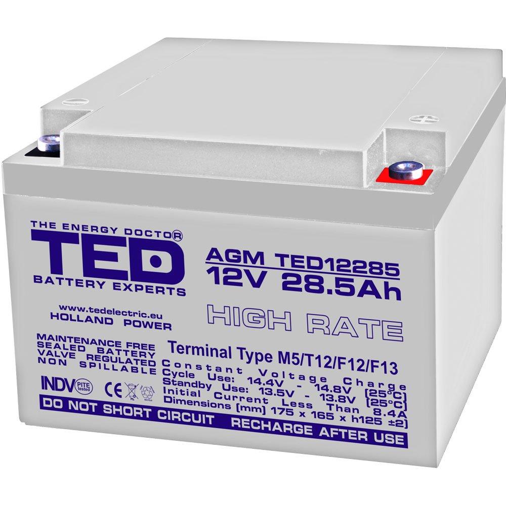 Acumulator 12V 28,5Ah High Rate TED Electric AGM