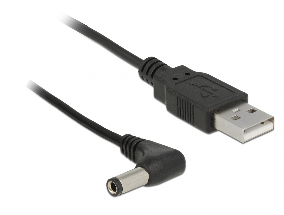 Cablu USB la DC 5.5x2.5mm 90° Delock, 1.5m