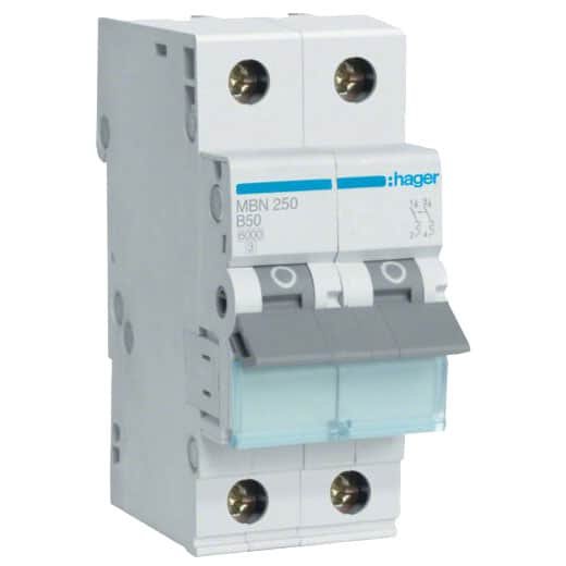 Siguranță automată Hager MBN250 2P 50A curba B, 6kA