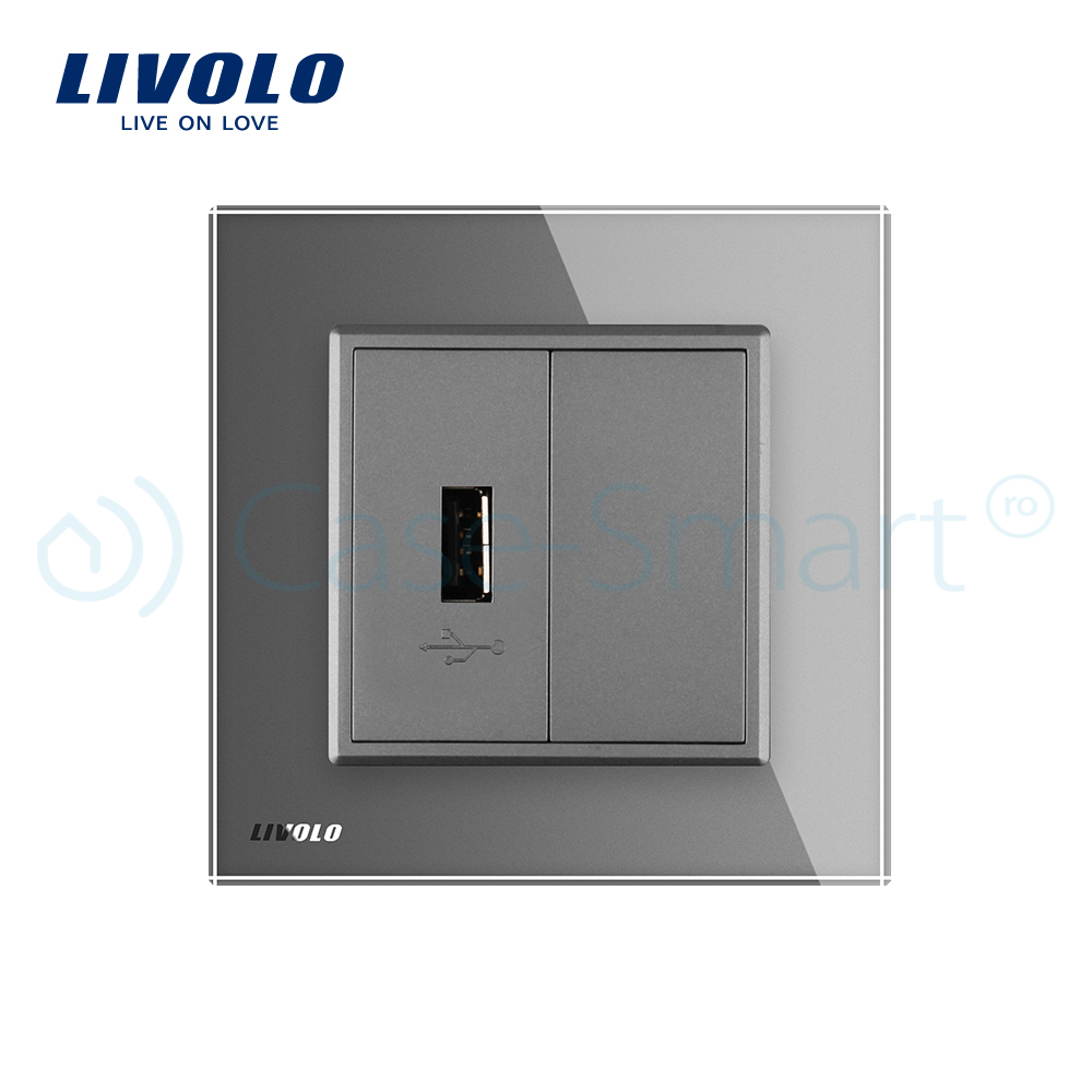 Priza USB Livolo cu Rama Sticlă - imagine 22
