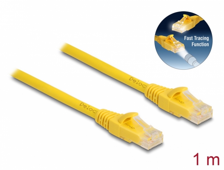 Cablu RJ45 6A Delock 1m Galben Fast Tracing