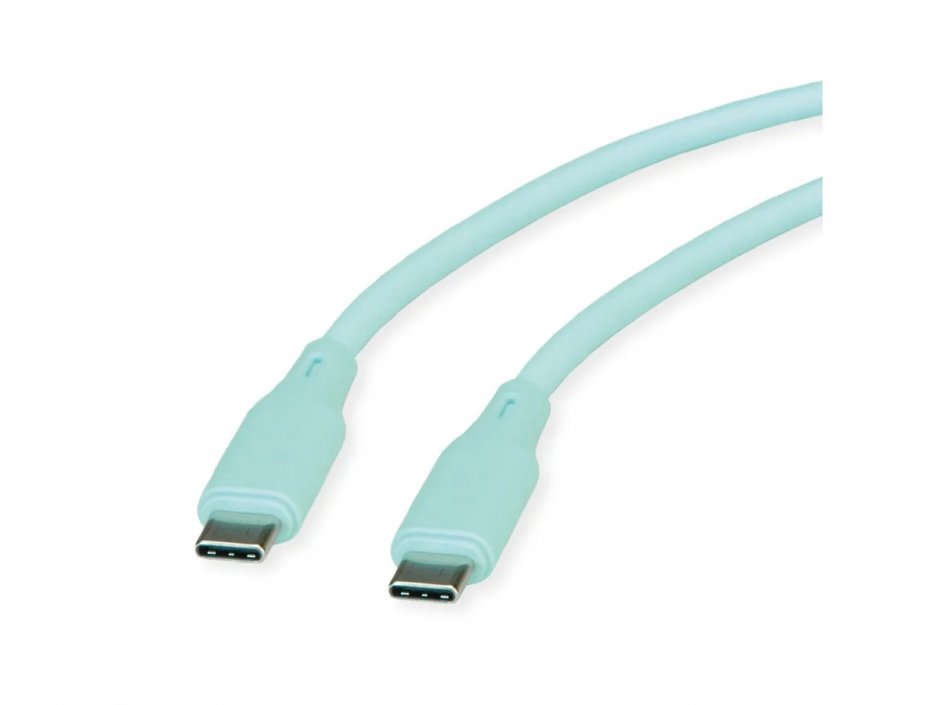 Cablu USB-C Roline 60W, 1m, Silicon Verde
