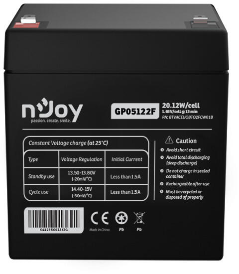 Acumulator NJOY GP05122F 12V 5Ah pentru UPS si Sisteme Securitate