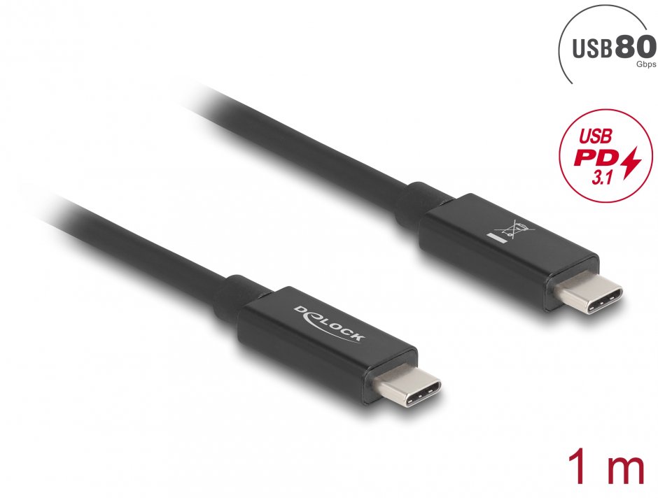 Cablu USB-C 80Gbps 240W 1m Delock 81211