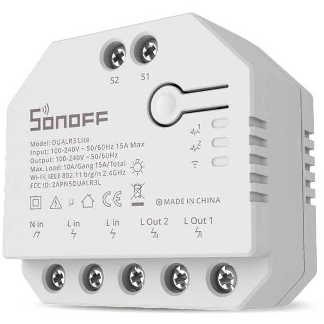 Sonoff Dual R3 Lite, Releu Smart 2 Canale, Alb