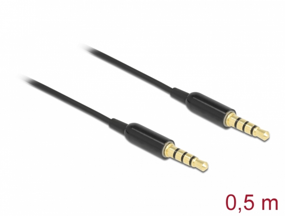Cablu Audio Ultra Slim Delock 3.5mm 4 Pini, 0.5m