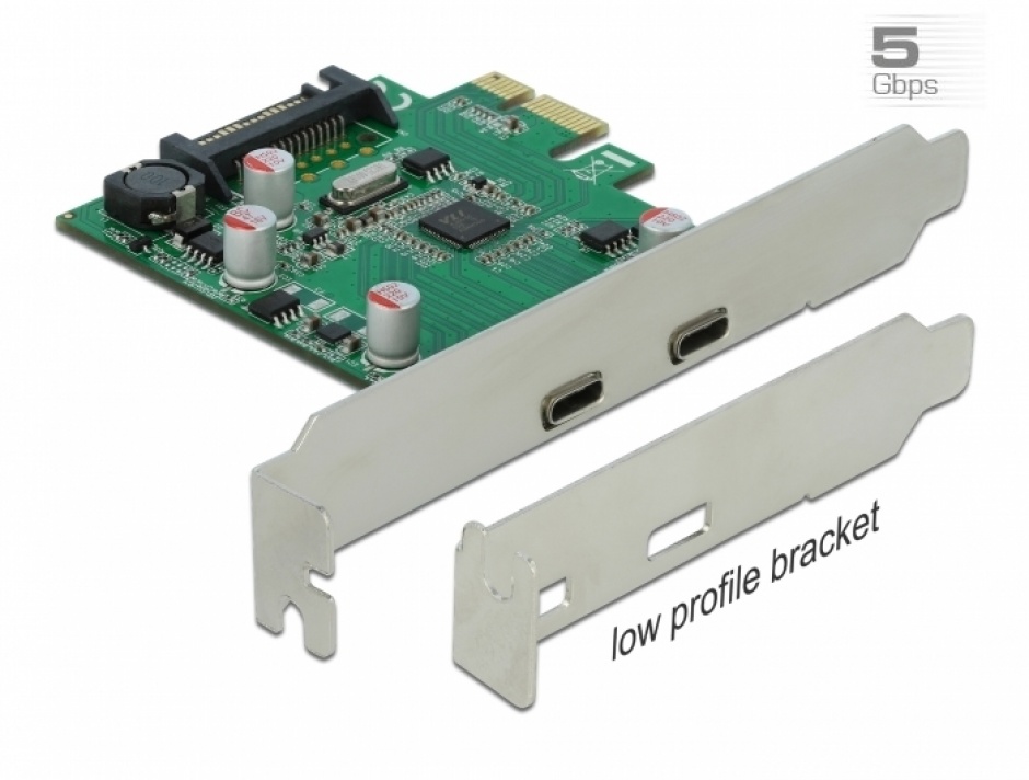 Placă PCI Express USB 3.2 Gen 1 2x USB-C Delock