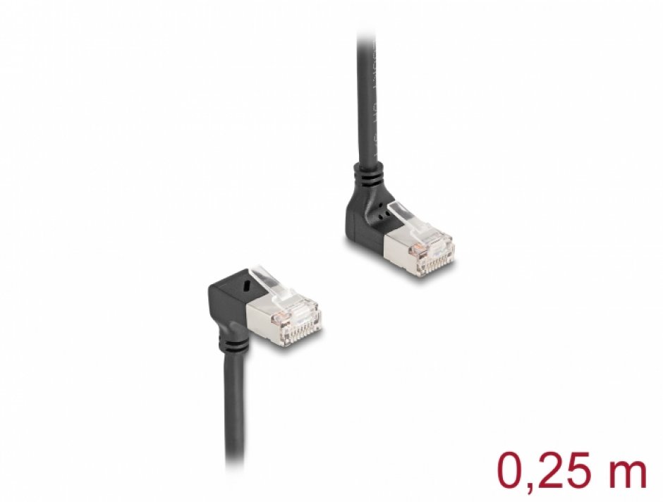 Cablu RJ45 Cat.6A Slim 90° Delock 0.25m
