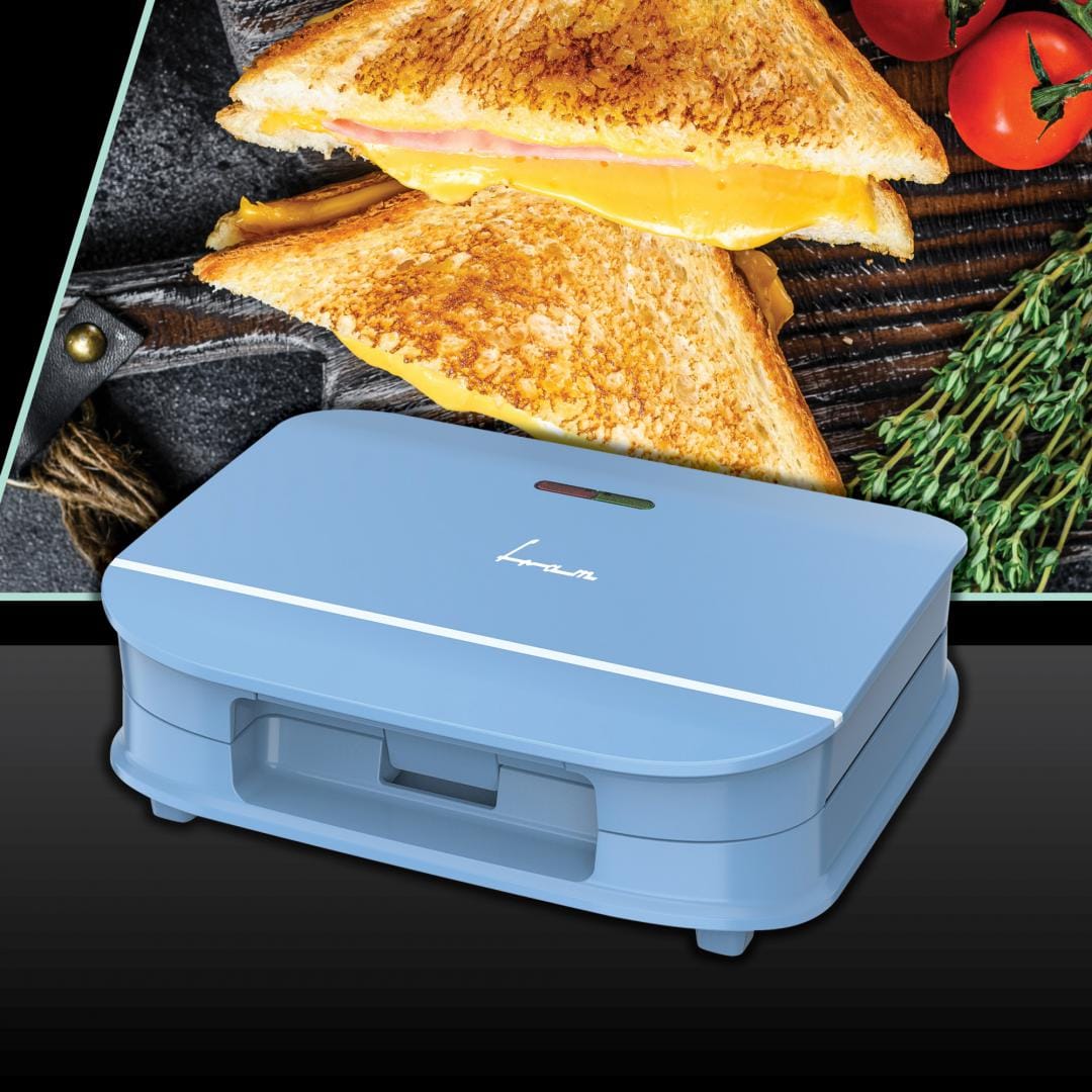 Sandwich Maker Fram FSM-700BL, 700W, Placi Antiaderente, Bleu - imagine 4