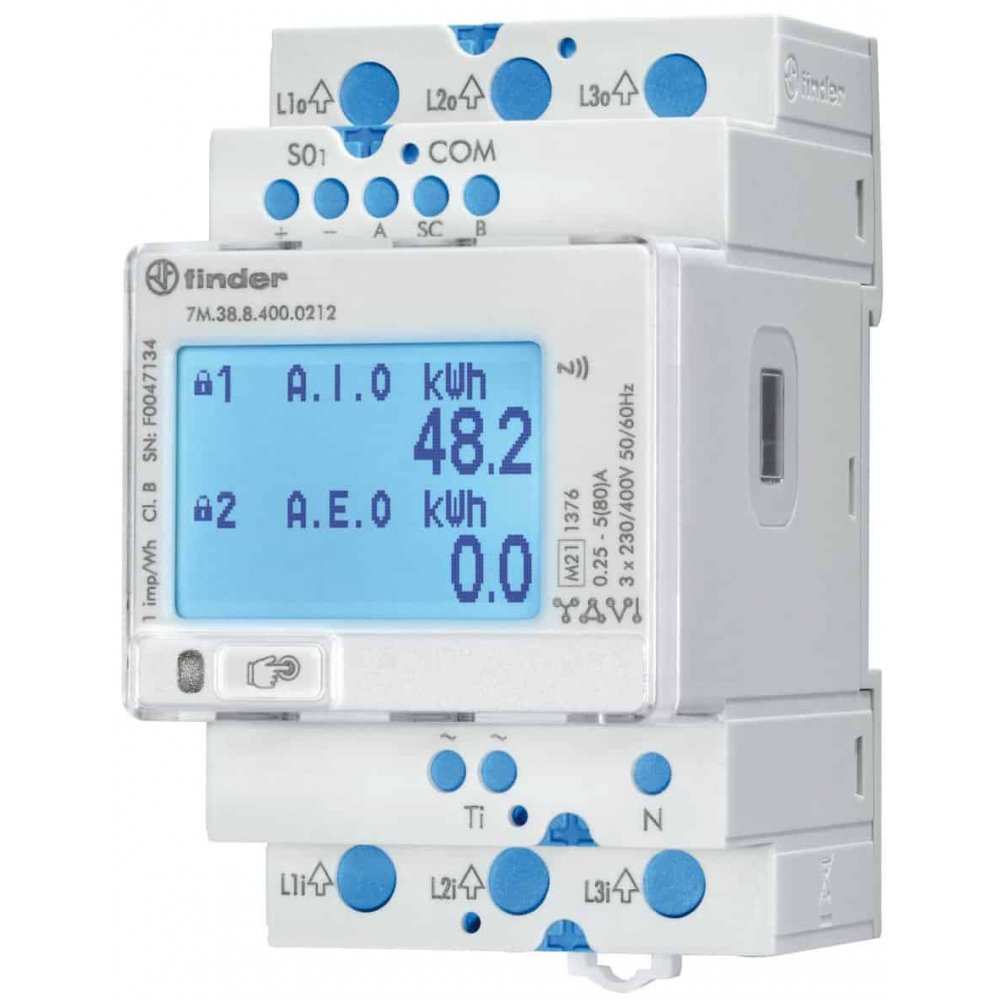 Contor Trifazat Finder 7M.38.8.400.0212, NFC, 80A