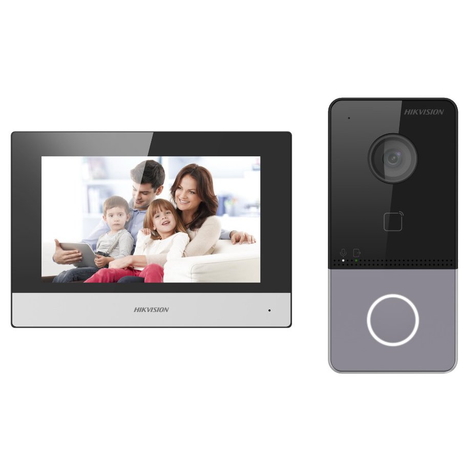 Kit videointerfon IP Hikvision DS-KIS603-P(C), 2MP, IP65