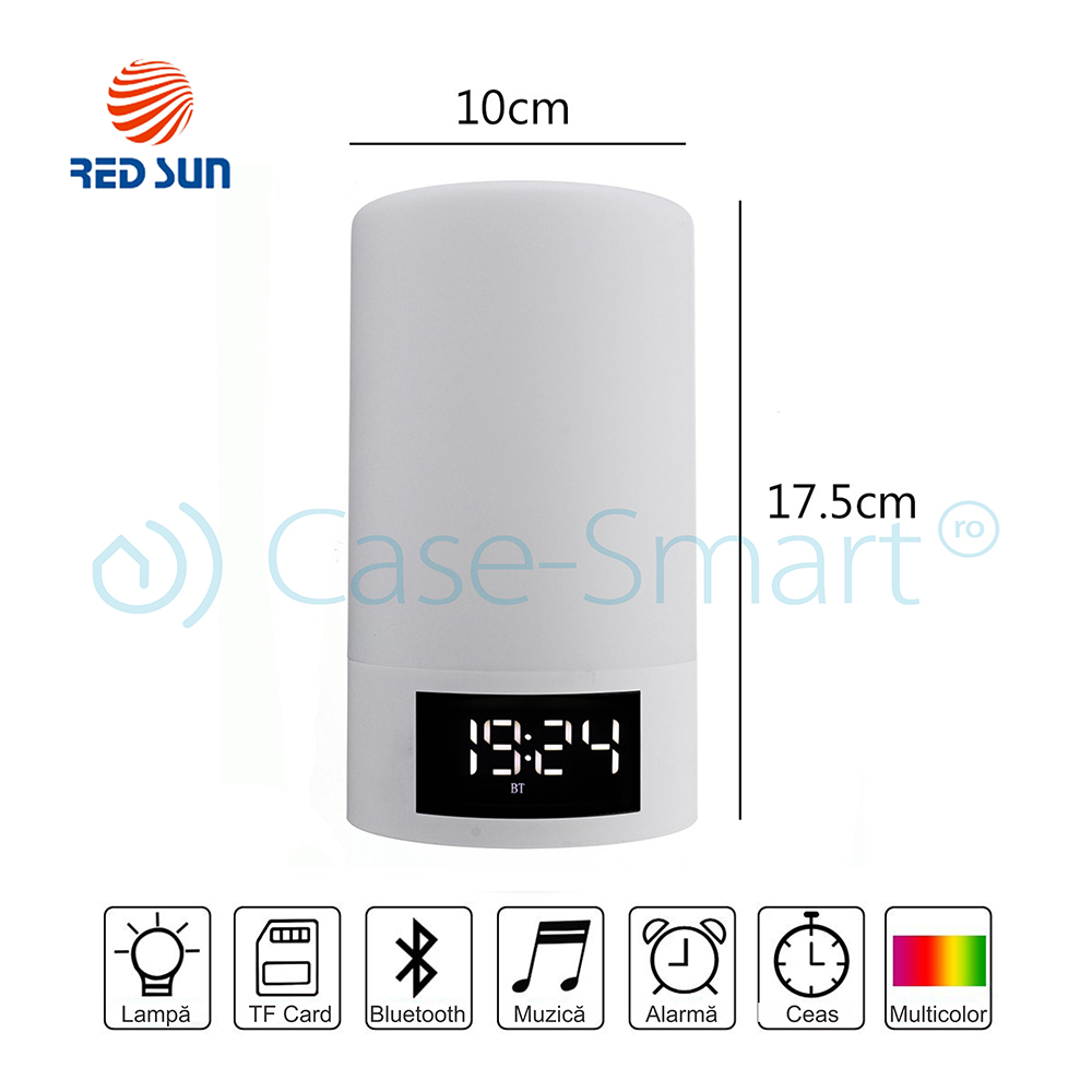 Boxa Red Sun M6 Bluetooth, Ceas & Alarmă, Alb - imagine 2