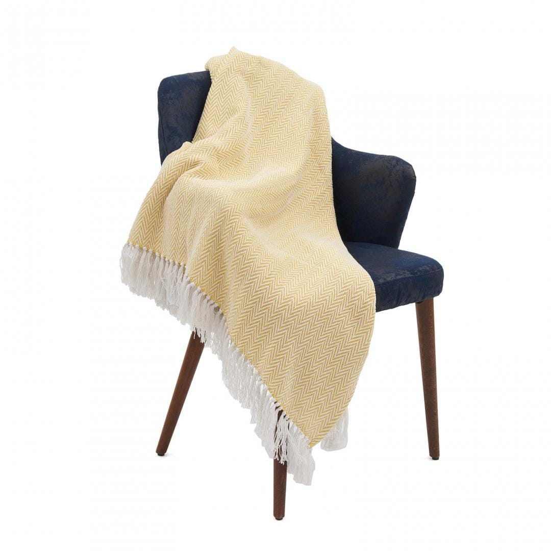 Pled Cuvertură Zig Yellow 160x200 cm - Bumbac Premium - imagine 5