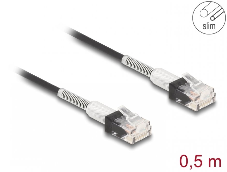 Cablu Delock RJ45 Cat.6A Slim 0.5m, Protectie Indoire