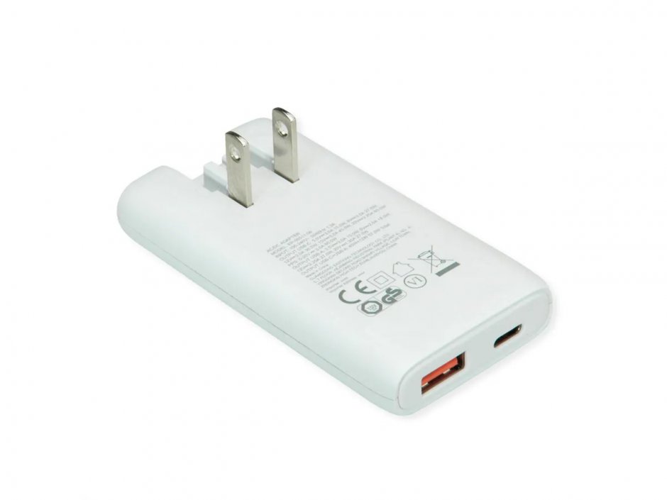 Incarcator priza USB-A + USB-C 65W Alb, Value 19.99.1112