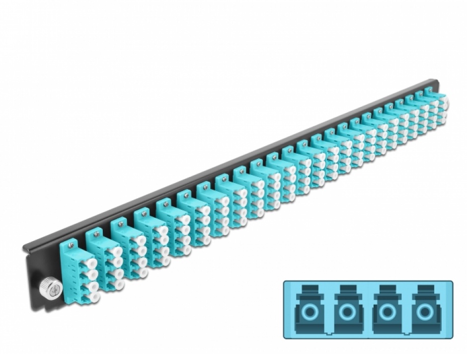 Panou 19" LC Quad OM3 Aqua Delock, 96 Fibre