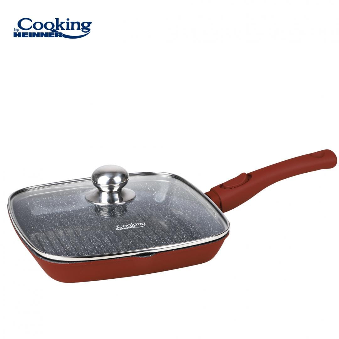 Tigaie Grill Aluminiu 28cm cu Capac - Heinner Calabria - imagine 6