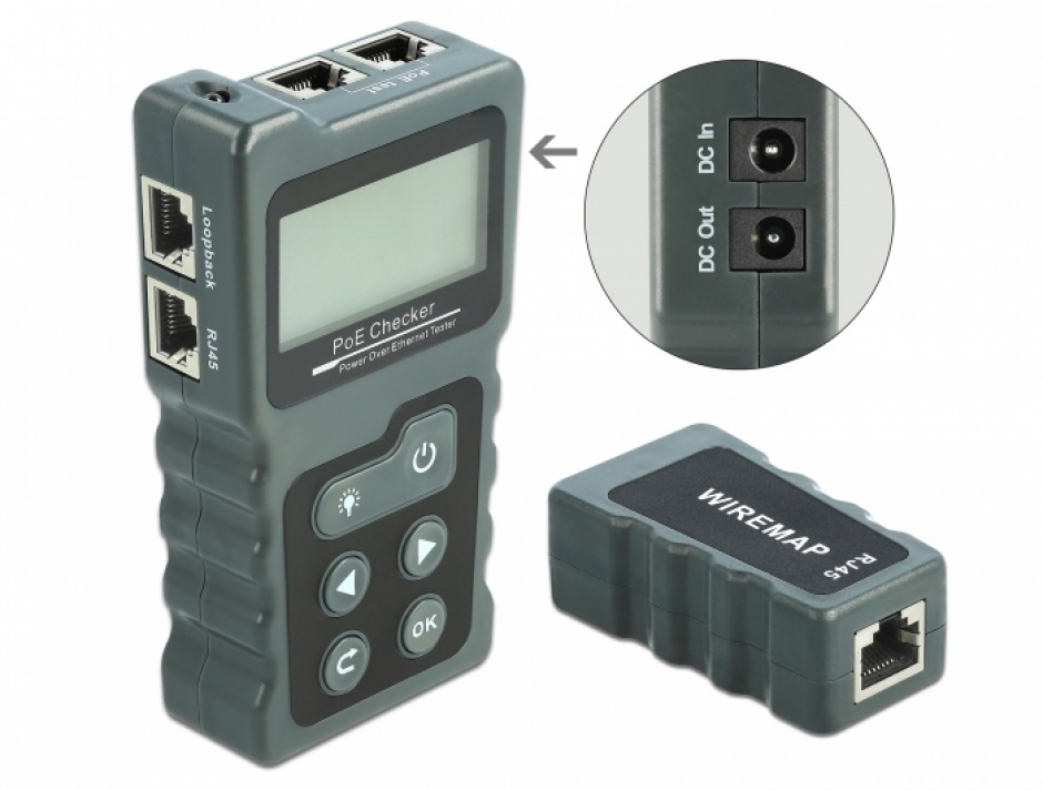 Tester Cablu RJ45 PoE LCD Delock 63110