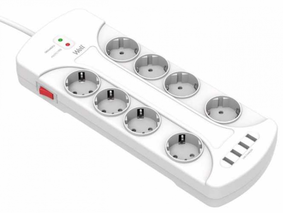 Prelungitor OEM 8 prize + 4 USB, 3m, Alb