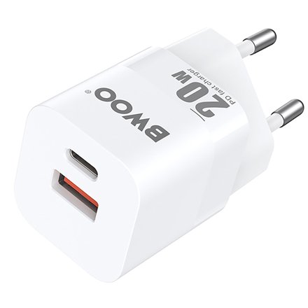 Încărcător Bwoo 20W USB-C, Fast Charge Dual Port