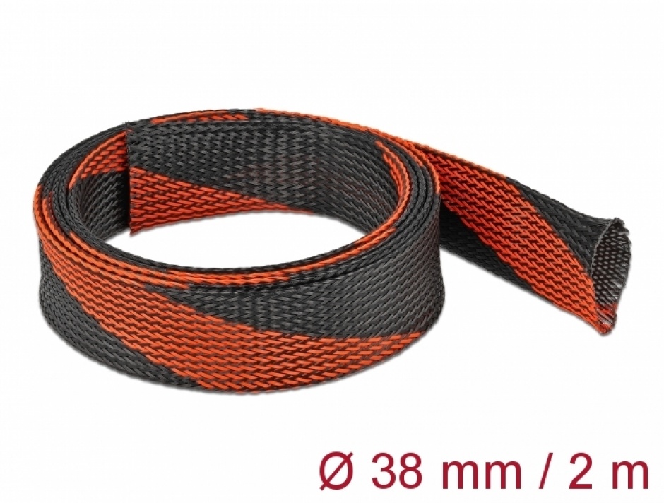 Organizator Cabluri Delock 2m Negru/Rosu, Reutilizabil