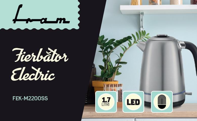 Fierbător Electric Fram 2200W 1.7L Inox - Rapid și Sigur - imagine 5