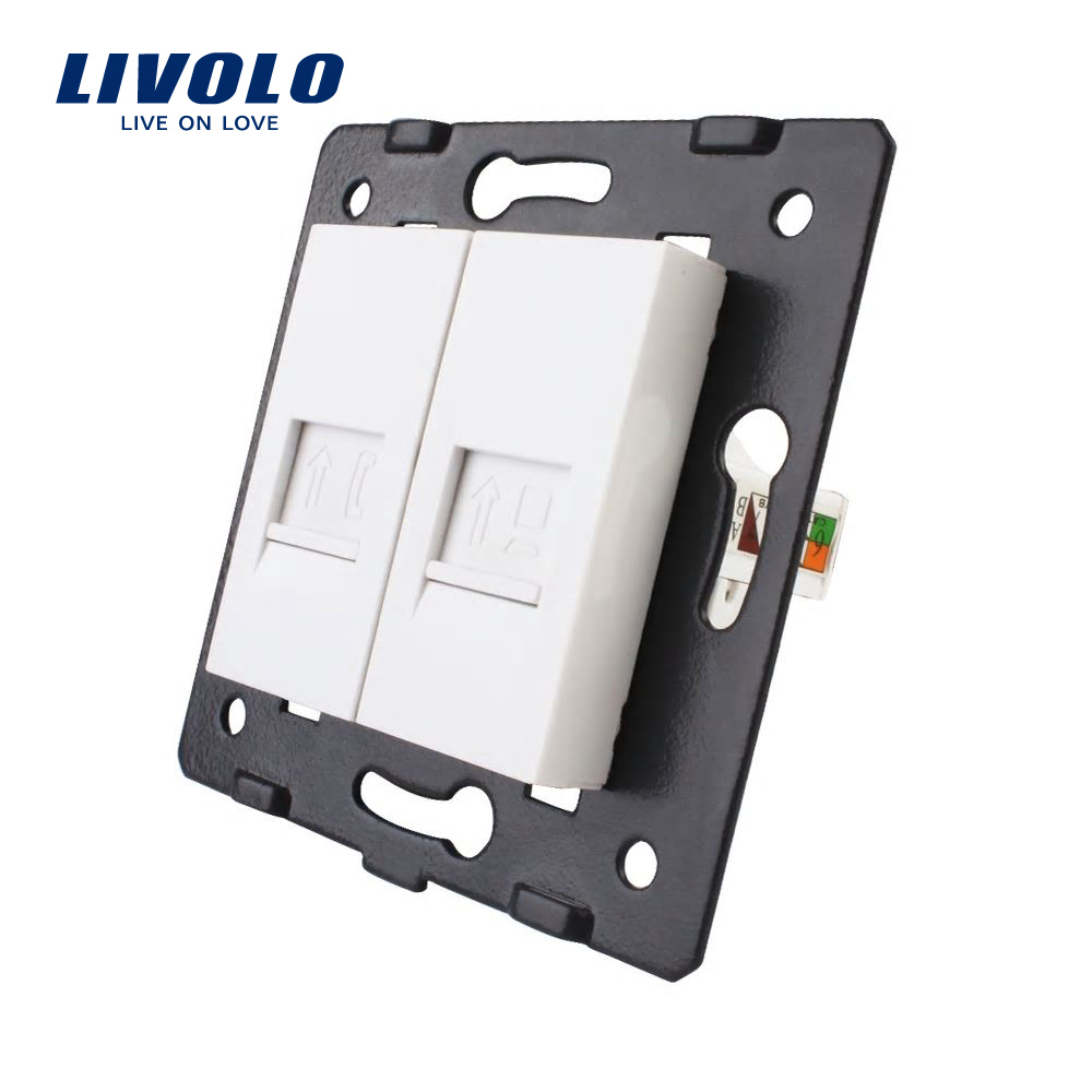 Priza Dublă Telefon + Internet Livolo, Cat6