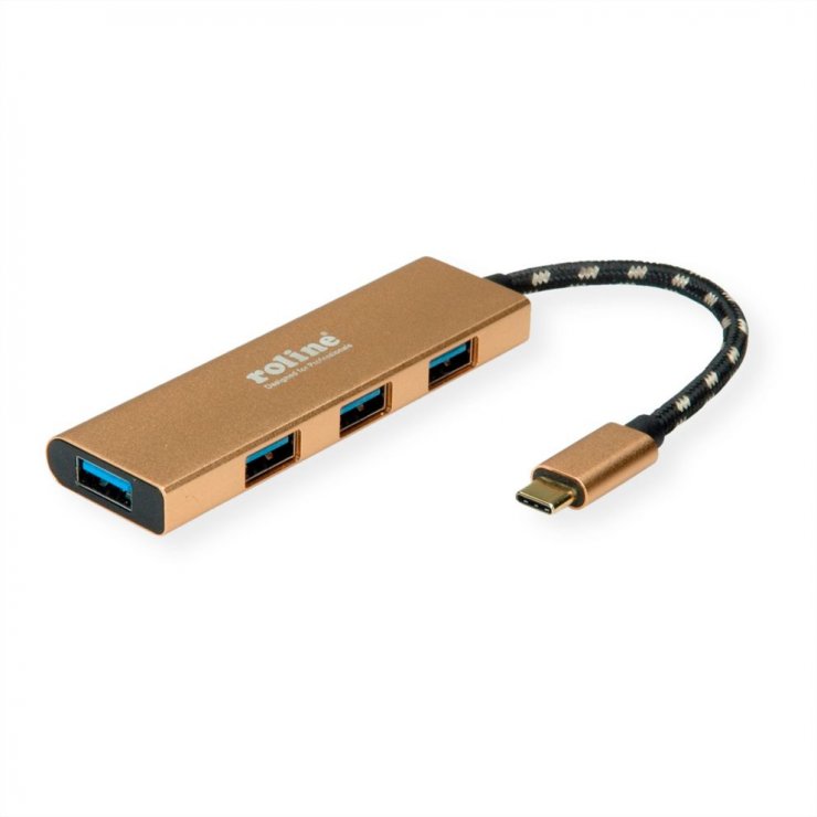 Hub USB 3.2 Gen1 C la 4xA Roline Gold