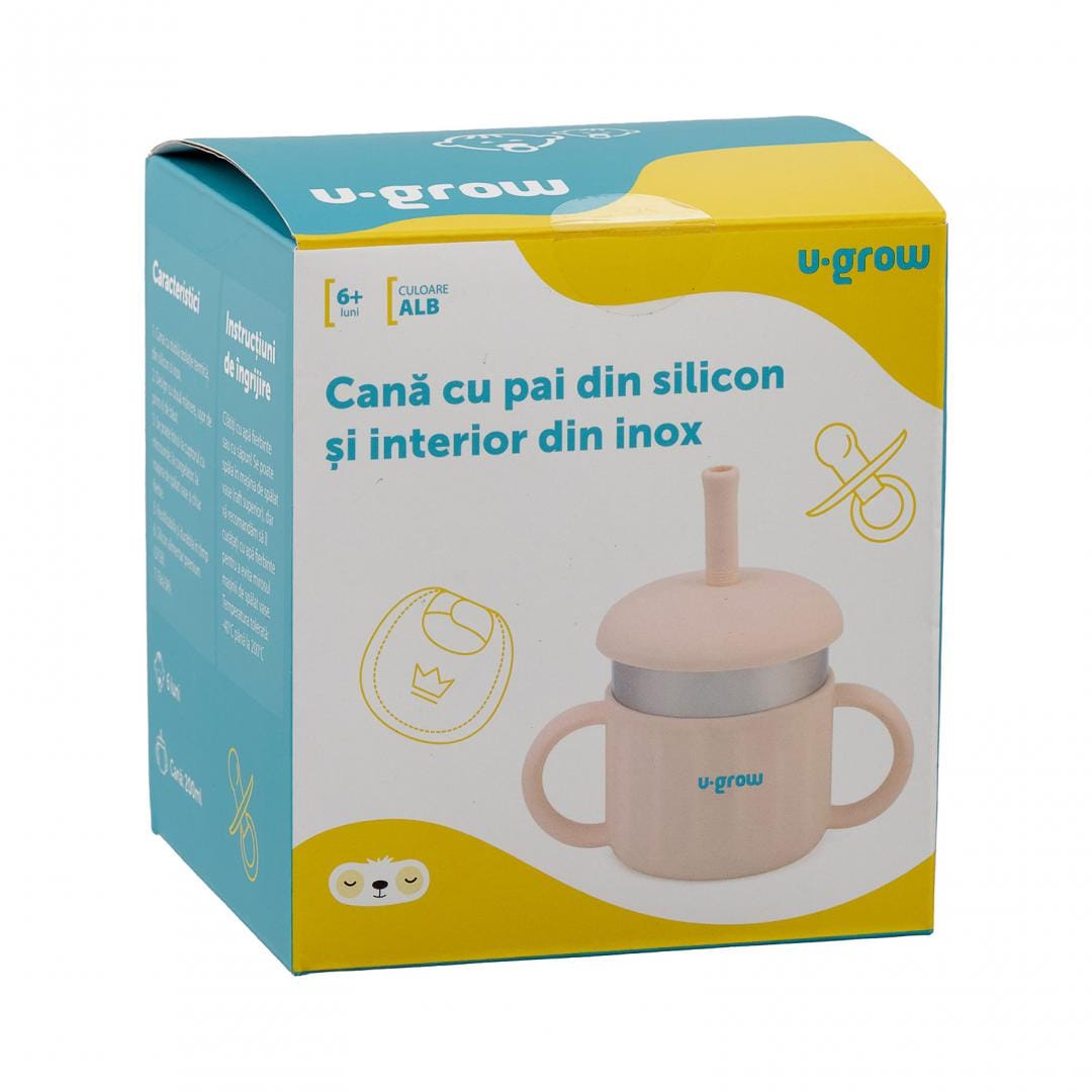 Cana Copii U-GROW cu Pai 220ml - Silicon si Inox - imagine 8